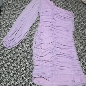 Fashion Nova Lilac One-Shoulder Ruched Dress